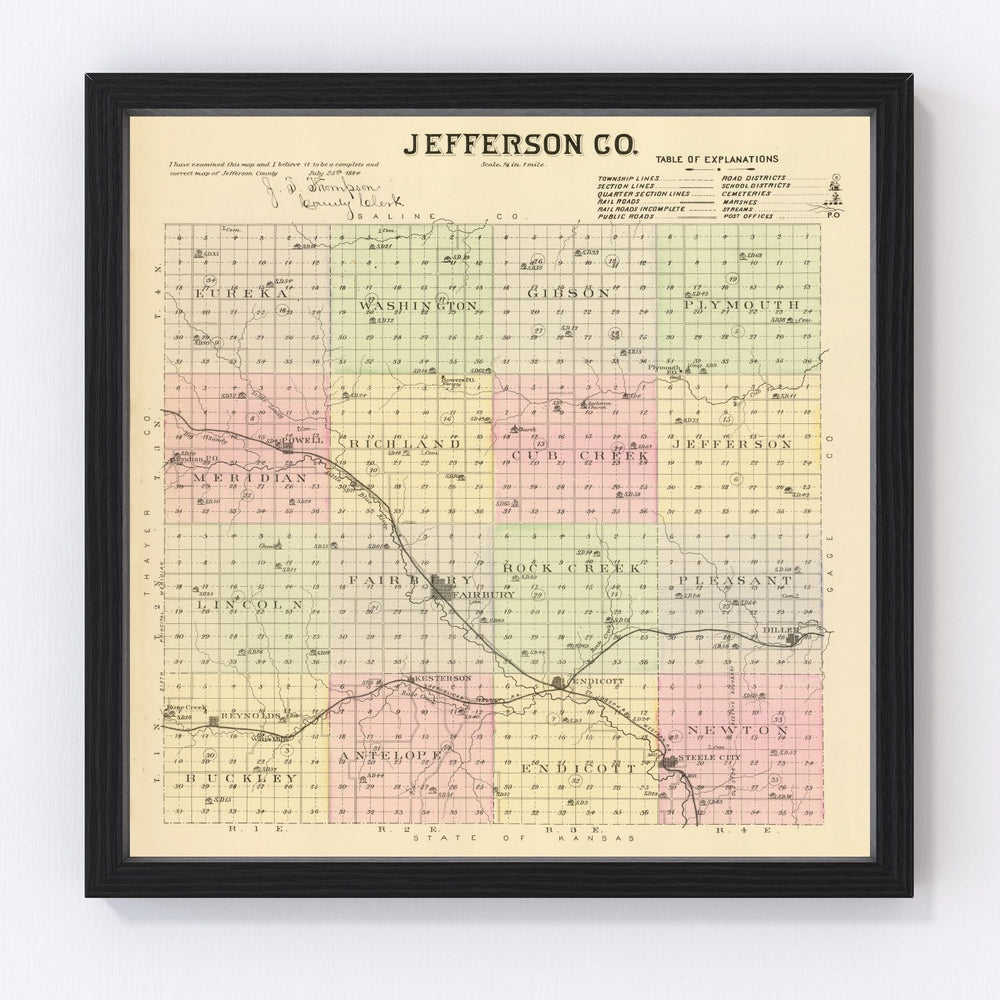 Jefferson County Vintage Map 1885