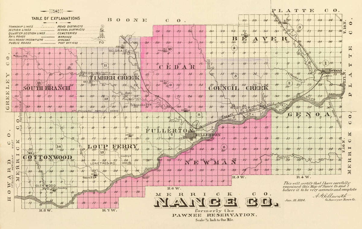Preview of Vintage Map of Nance County, Nebraska 1885