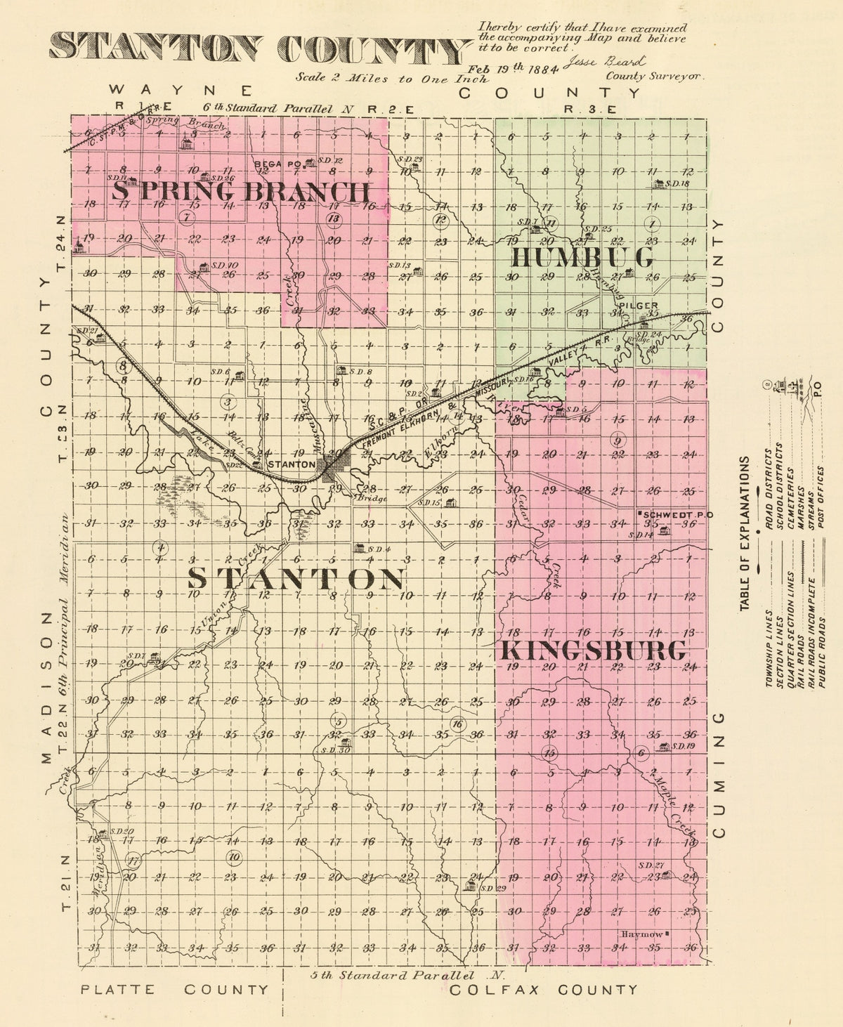 Preview of Vintage Map of Stanton County, Nebraska 1885