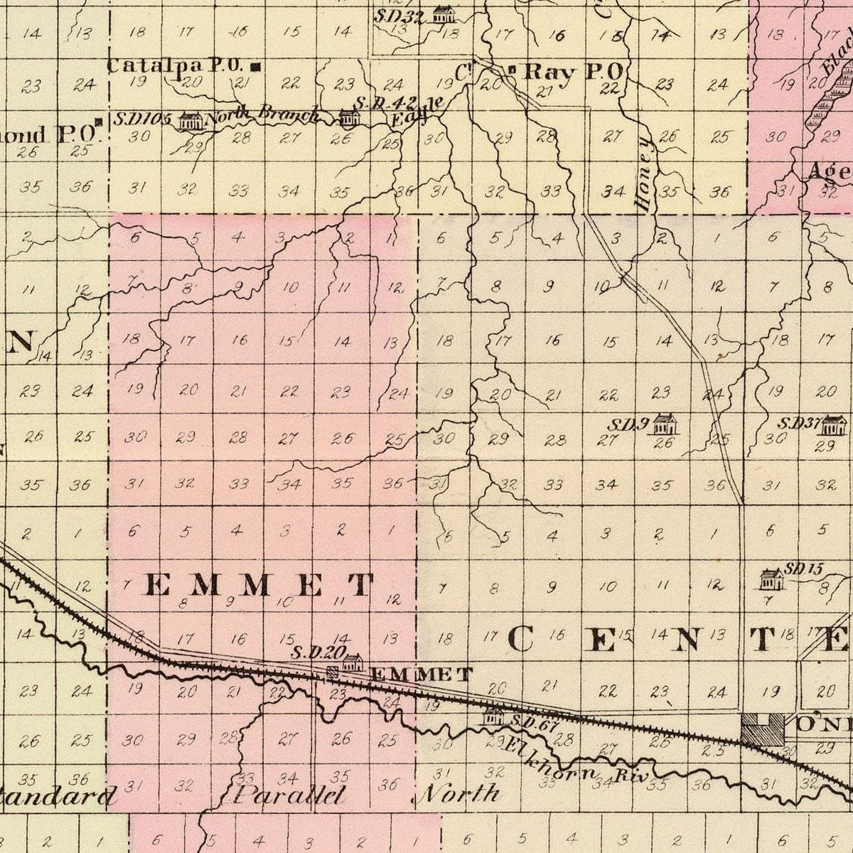 Restored historic details from the 1885 county map of Holt County, Nebraska