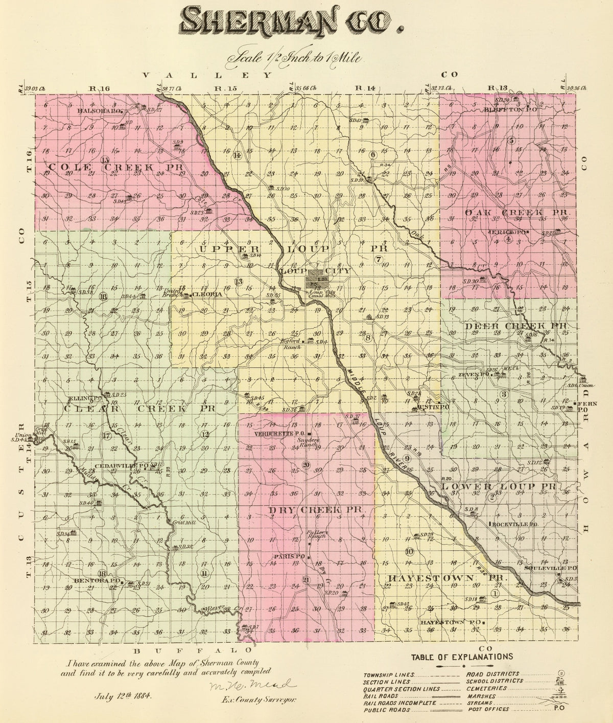 Preview of Vintage Map of Sherman County, Nebraska 1885