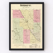 Sherman County Vintage Map 1885