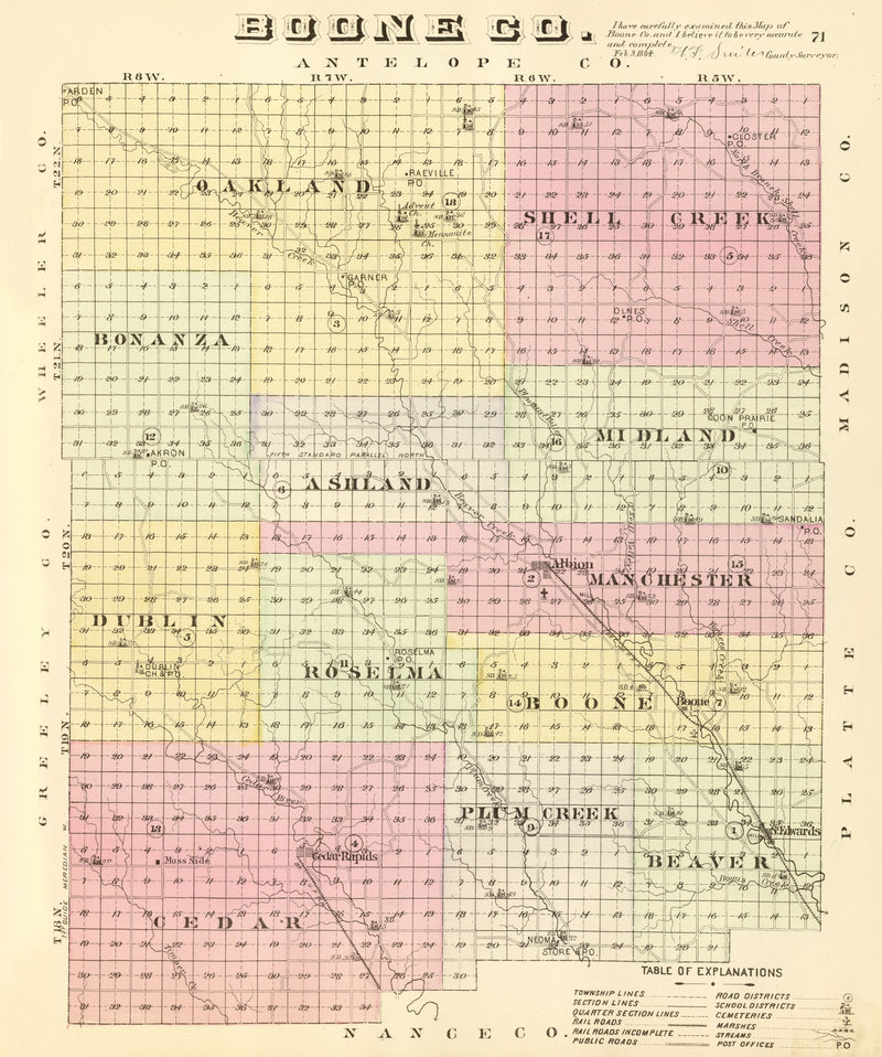 Size comparison using Vintage Map of Boone County, Nebraska 1885