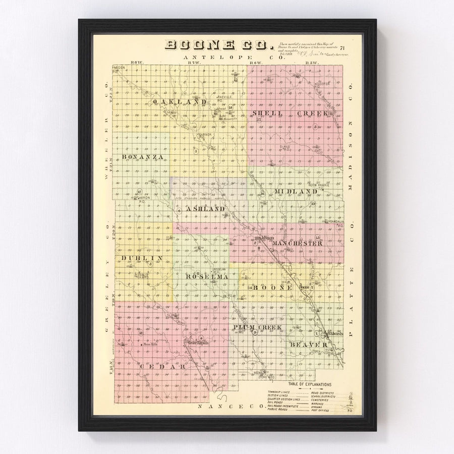 Boone County Vintage Map 1885