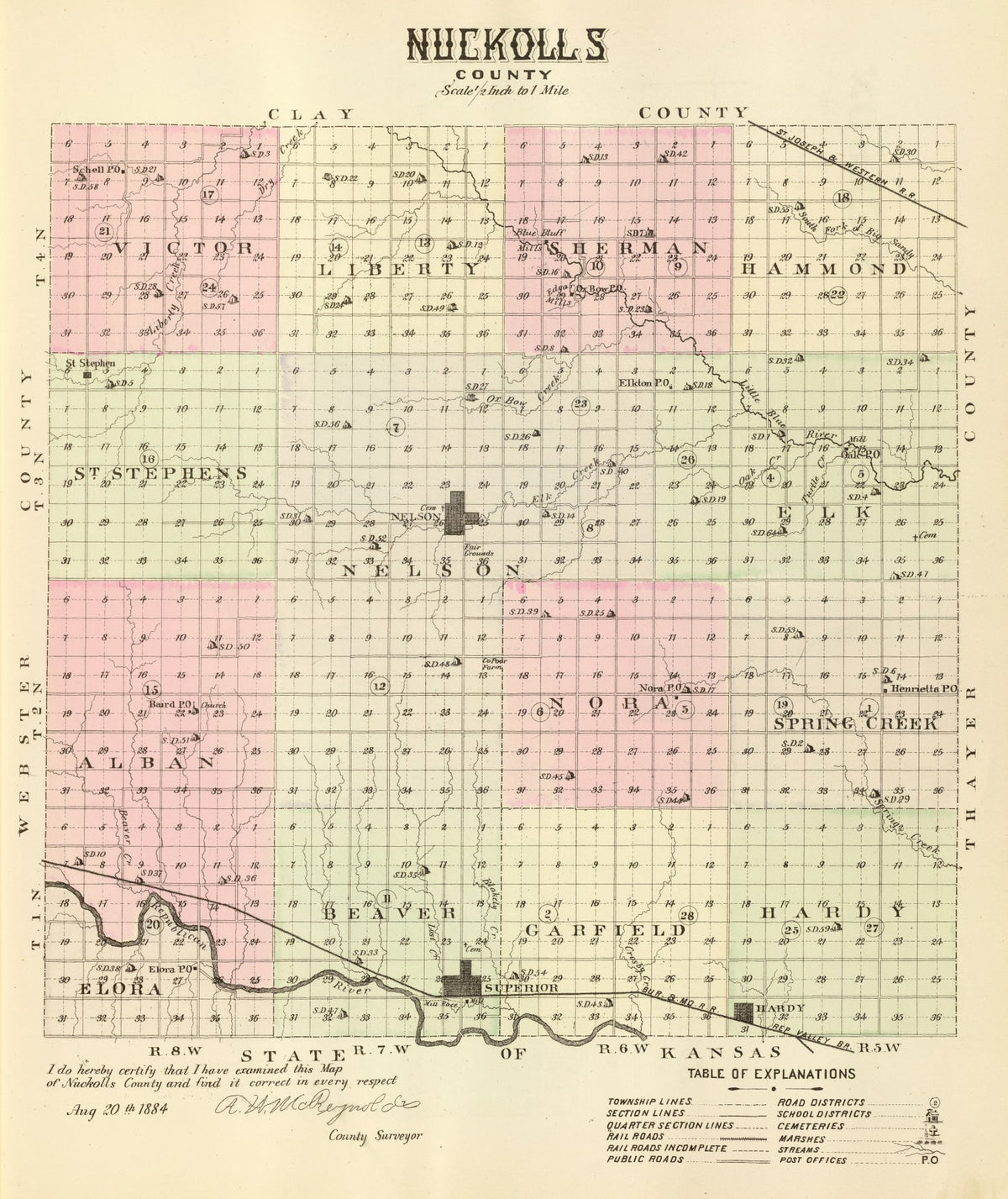 Preview of Vintage Map of Nuckolls County, Nebraska 1885
