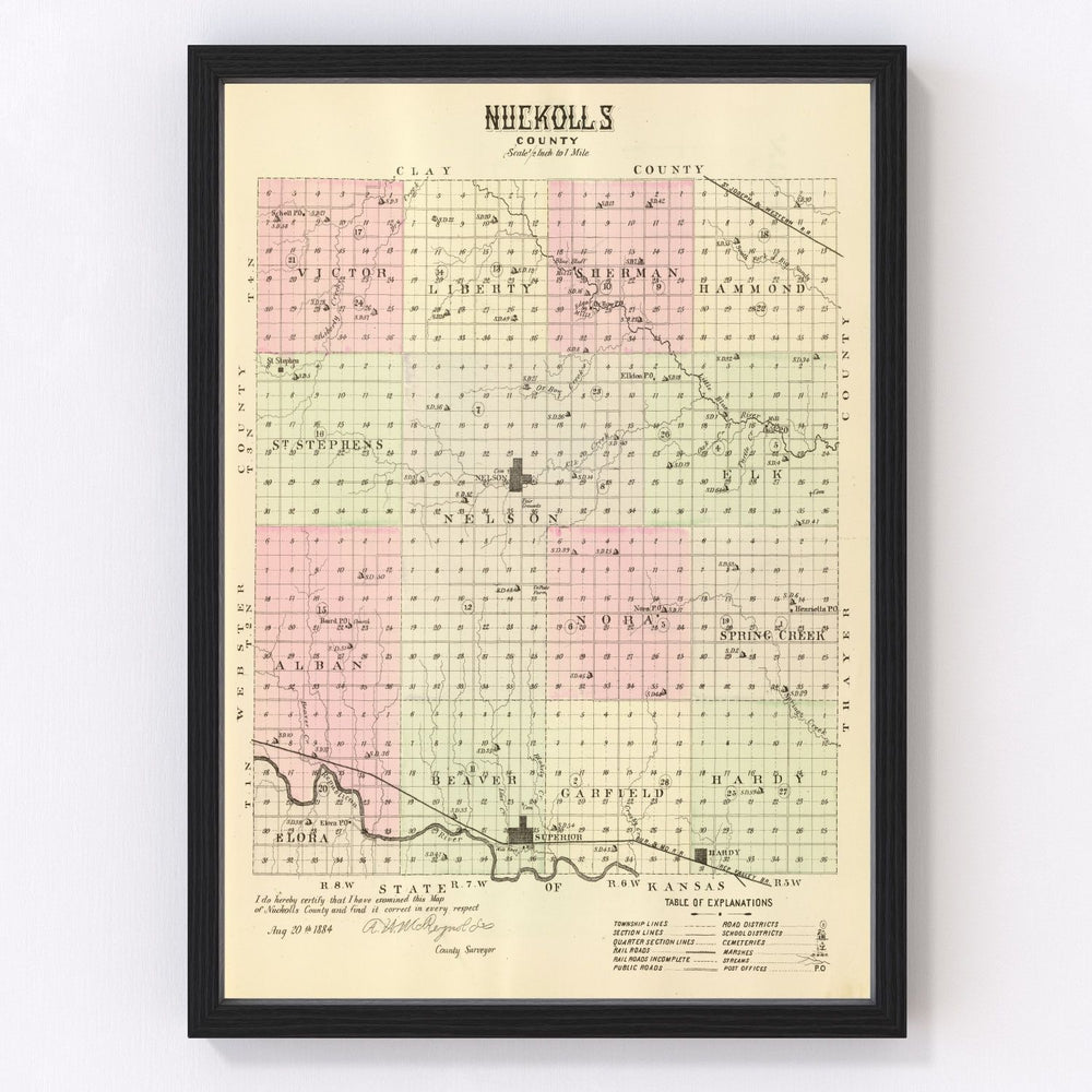 Nuckolls County Vintage Map 1885