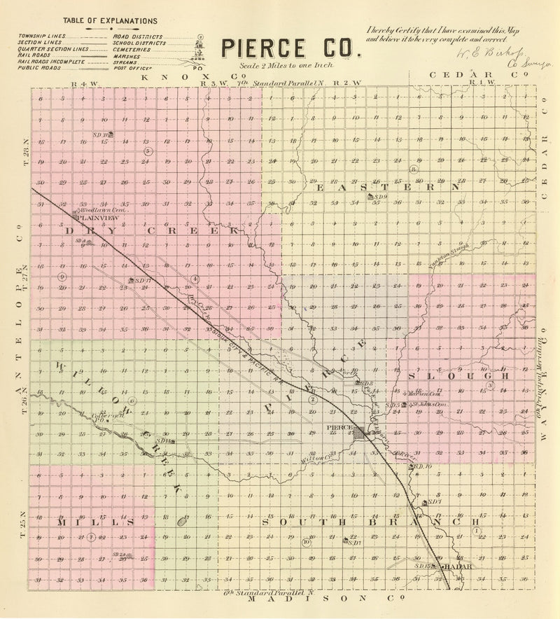 Size comparison using Vintage Map of Pierce County, Nebraska 1885