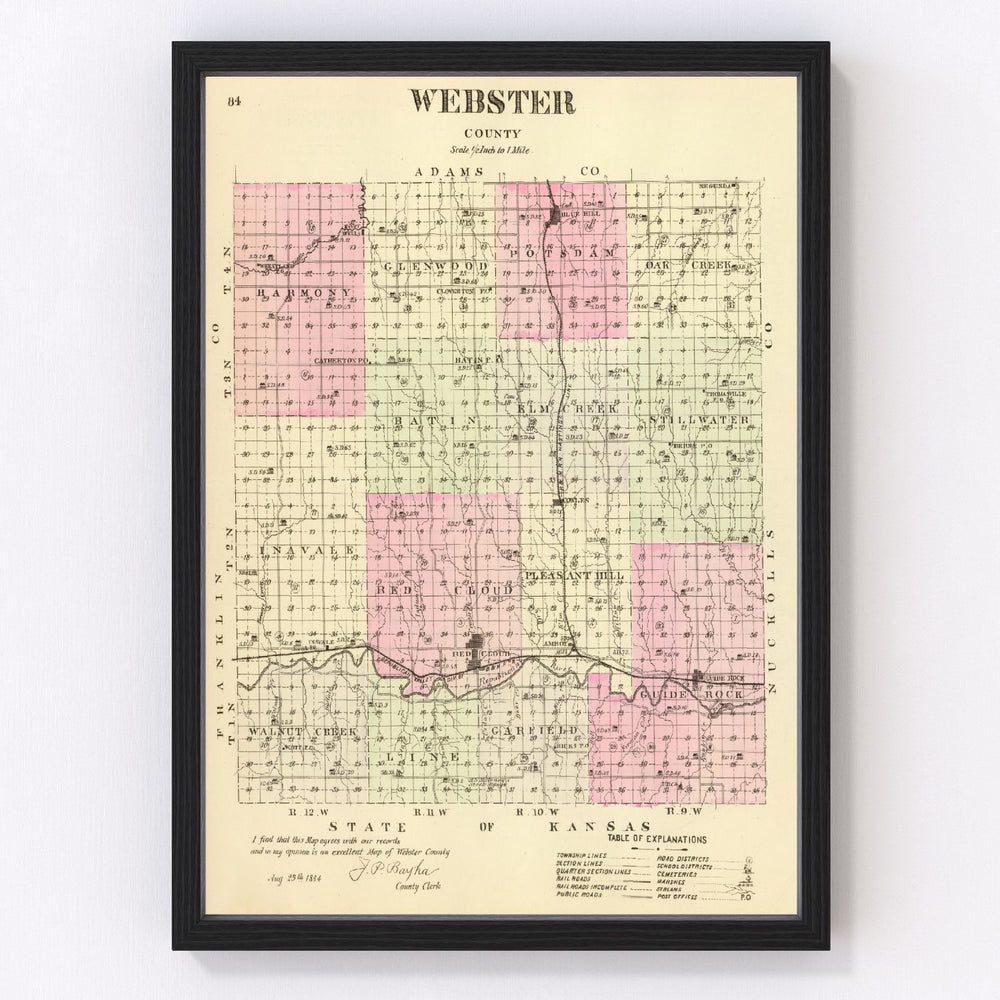 Webster County Vintage Map 1885