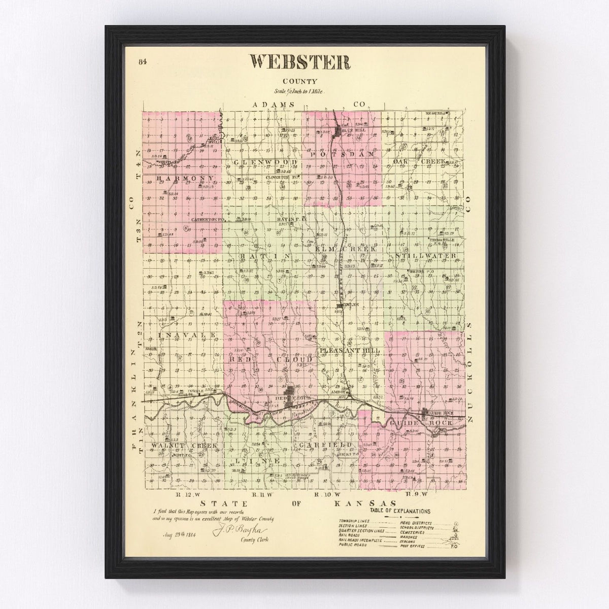 Webster County Vintage Map 1885