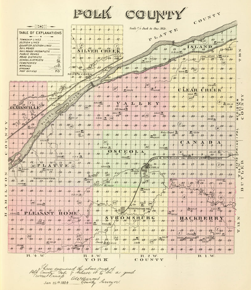 Size comparison using Vintage Map of Polk County, Nebraska 1885