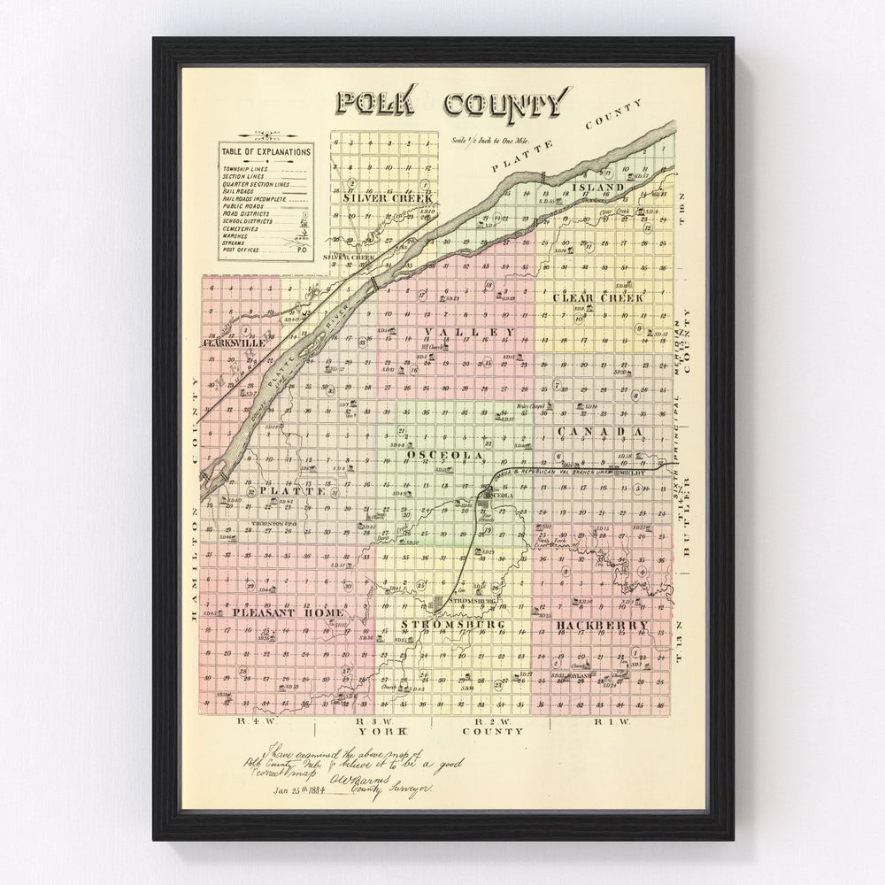 Polk County Vintage Map 1885