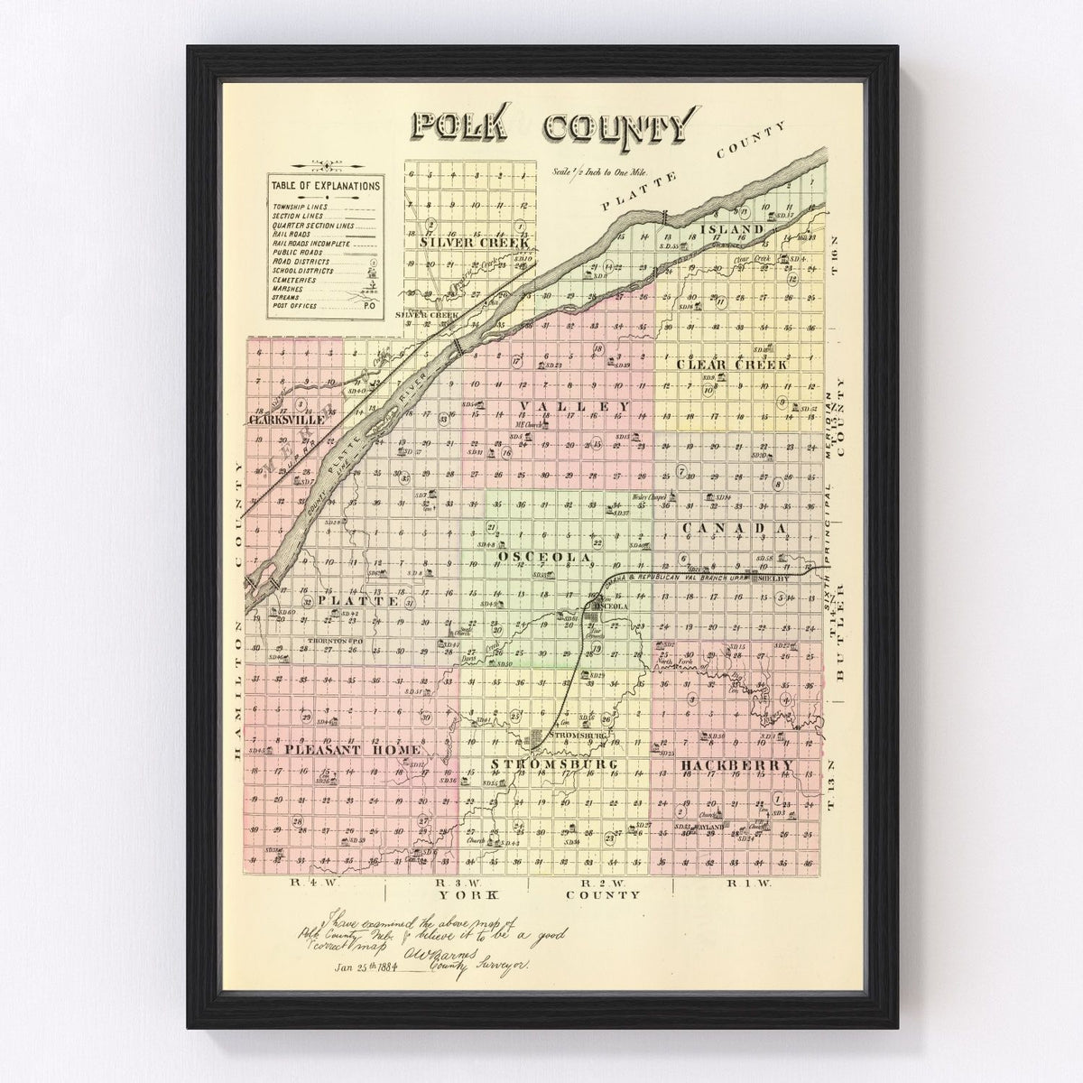 Polk County Vintage Map 1885