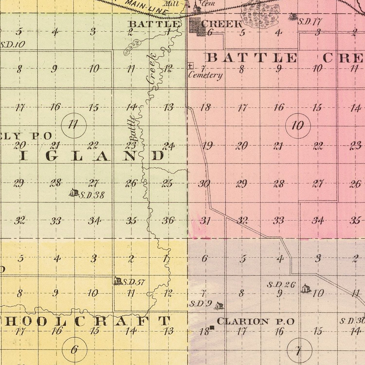 Restored historic details from the 1885 county map of Madison County, Nebraska