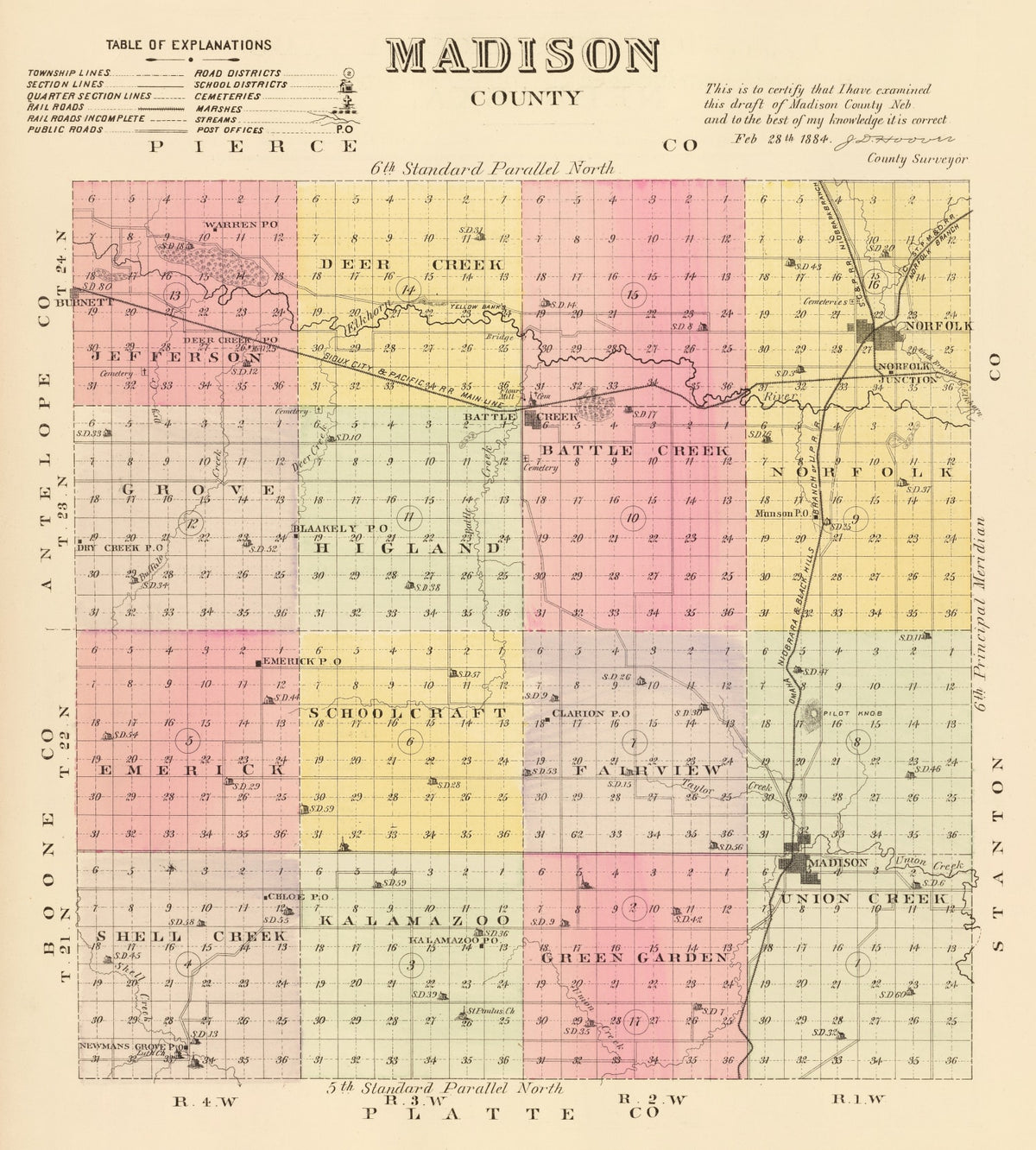 Preview of Vintage Map of Madison County, Nebraska 1885