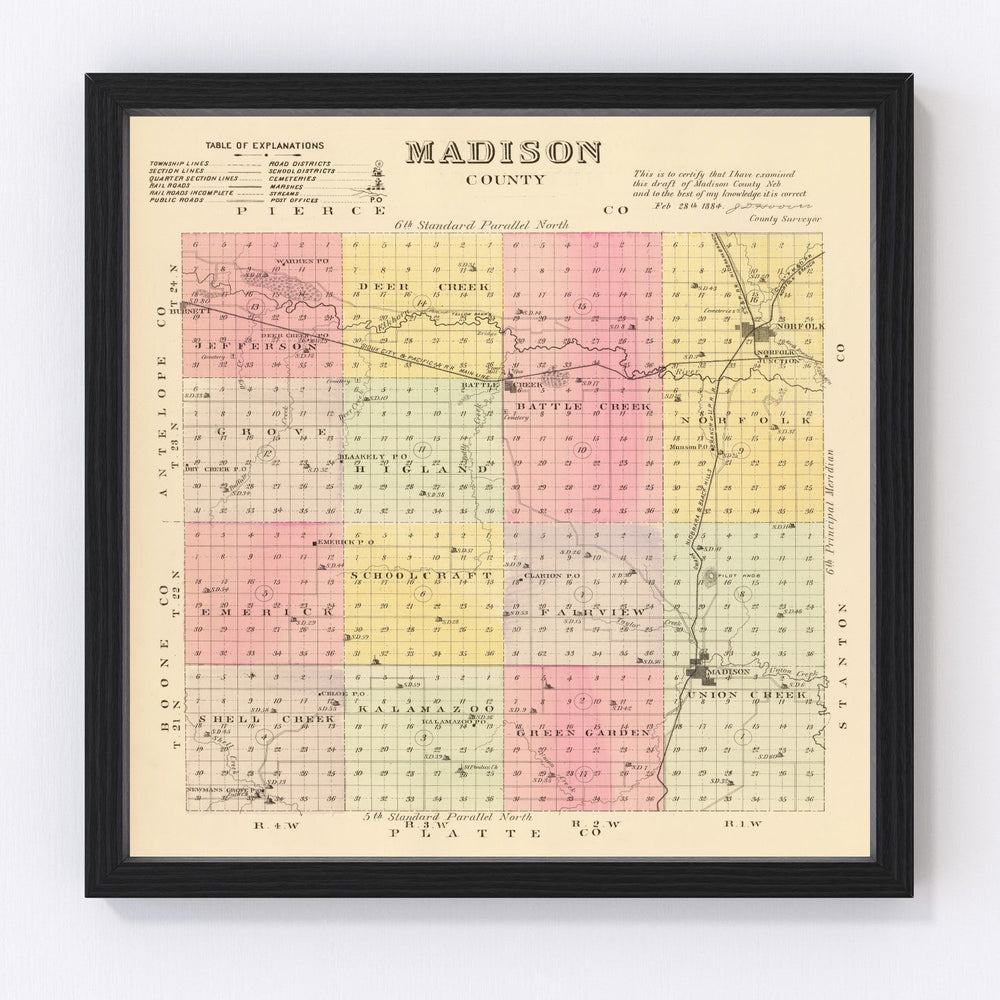 Madison County Vintage Map 1885