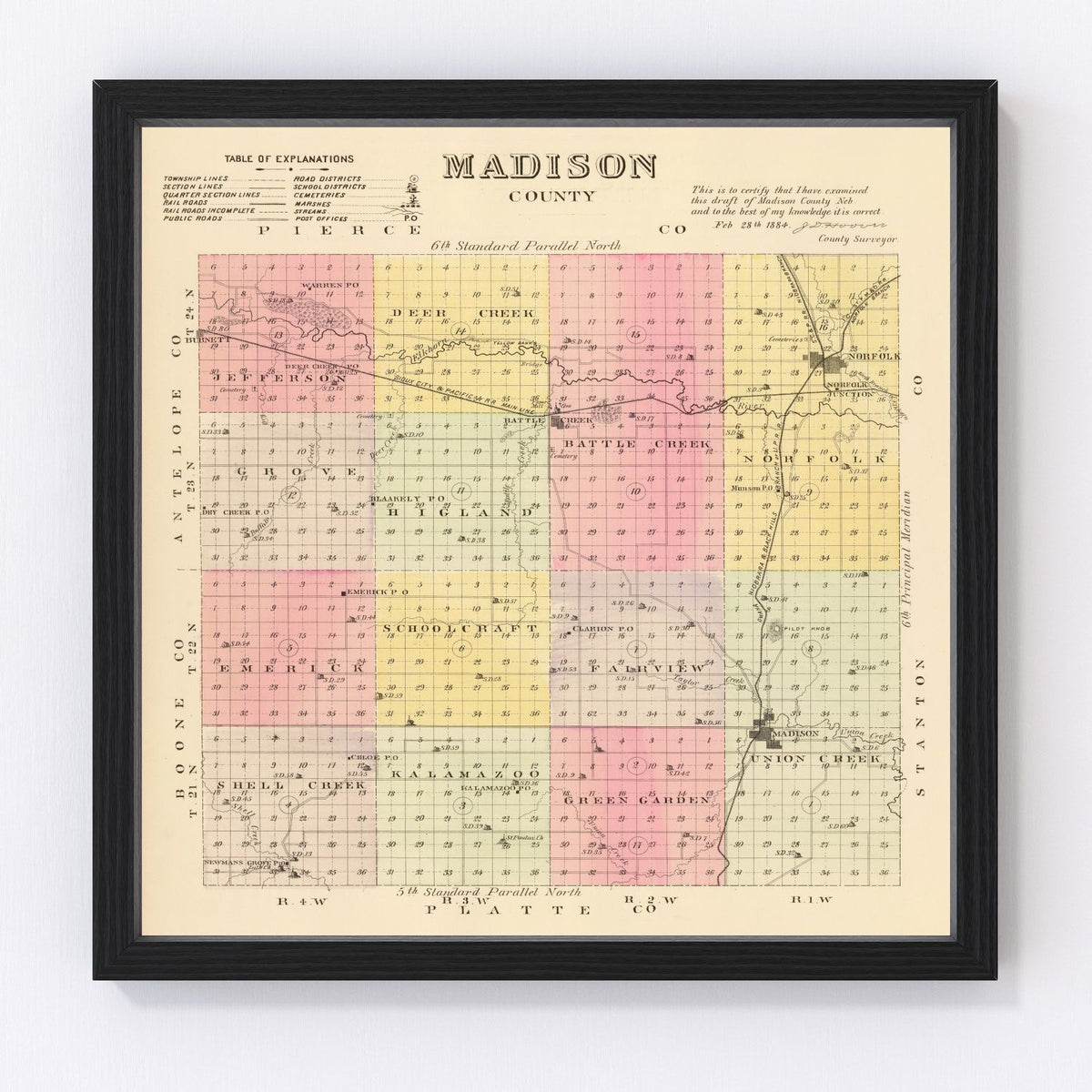 Madison County Vintage Map 1885