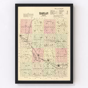 Harlan County Vintage Map 1885