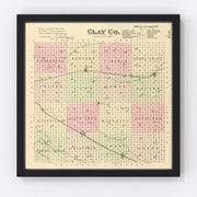 Clay County Vintage Map 1885