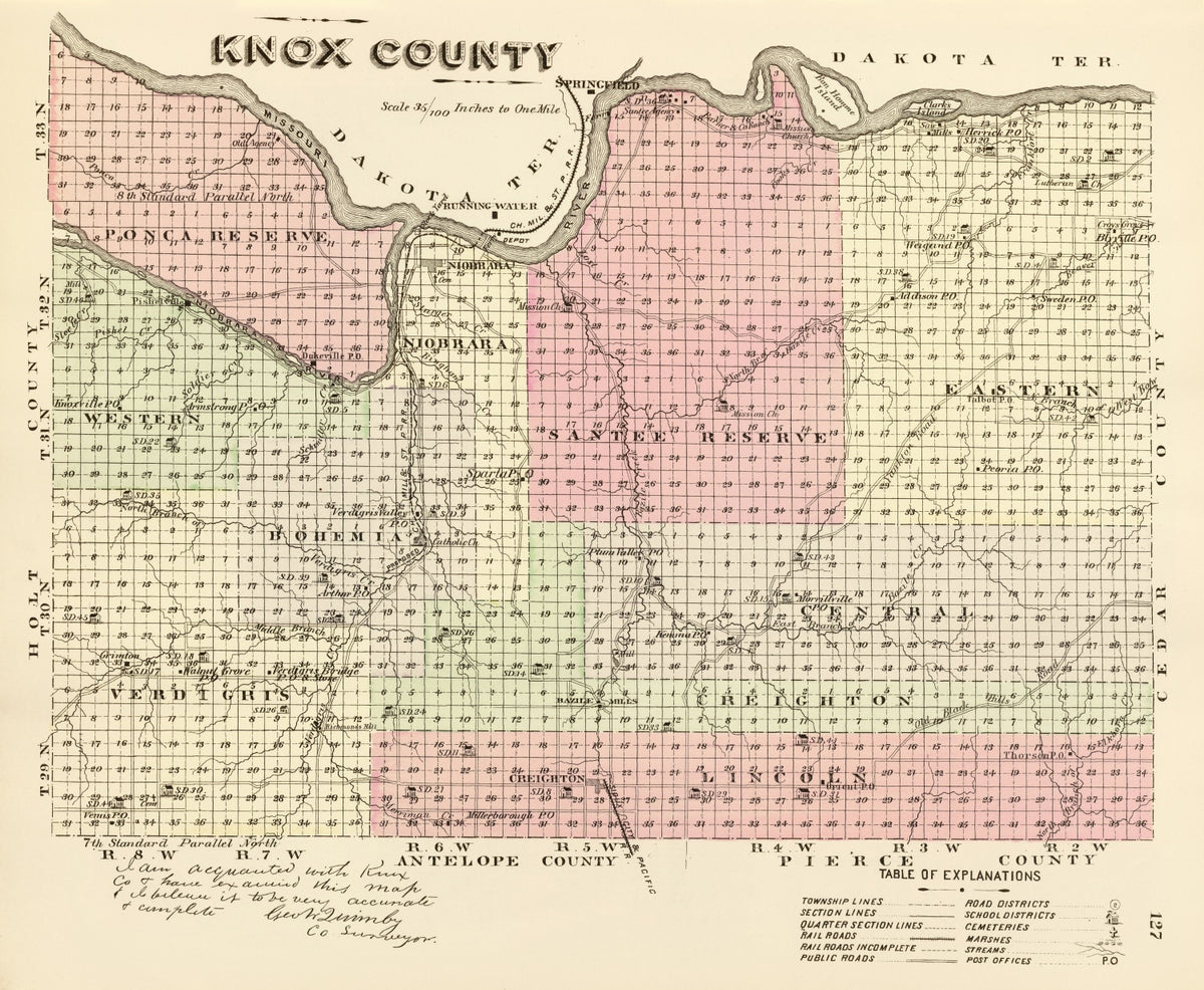 Preview of Vintage Map of Knox County, Nebraska 1885