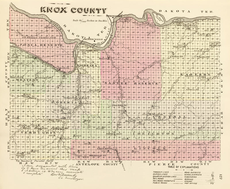 Size comparison using Vintage Map of Knox County, Nebraska 1885