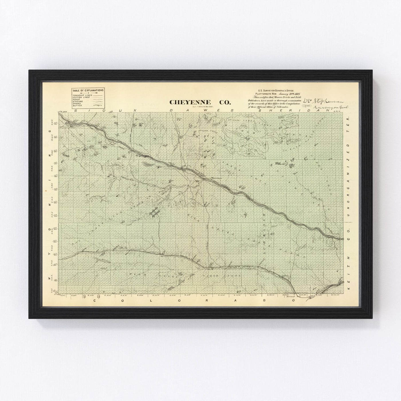 Cheyenne County Vintage Map 1885