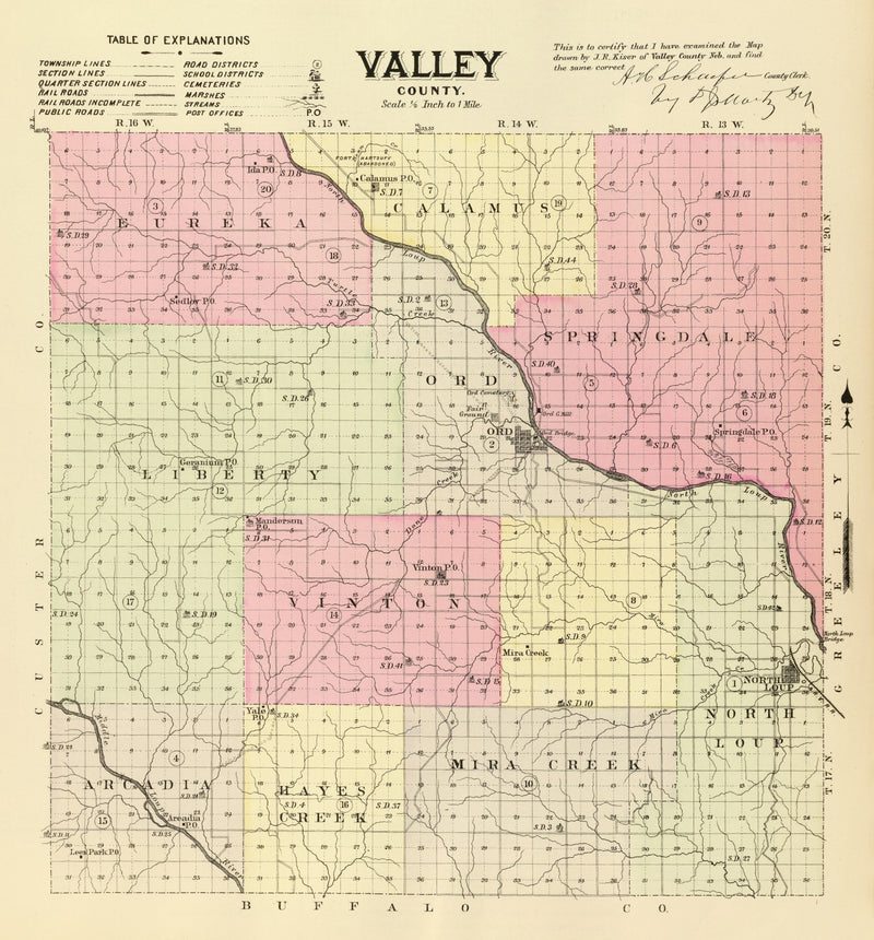 Size comparison using Vintage Map of Valley County, Nebraska 1885