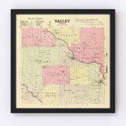 Valley County Vintage Map 1885