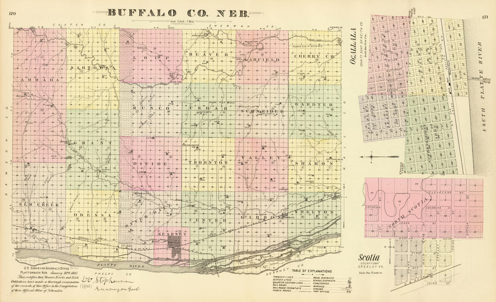 Vintage Map of Buffalo County, Nebraska 1885 print style example