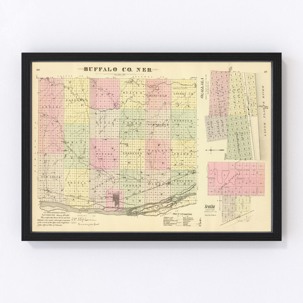 Buffalo County Vintage Map 1885
