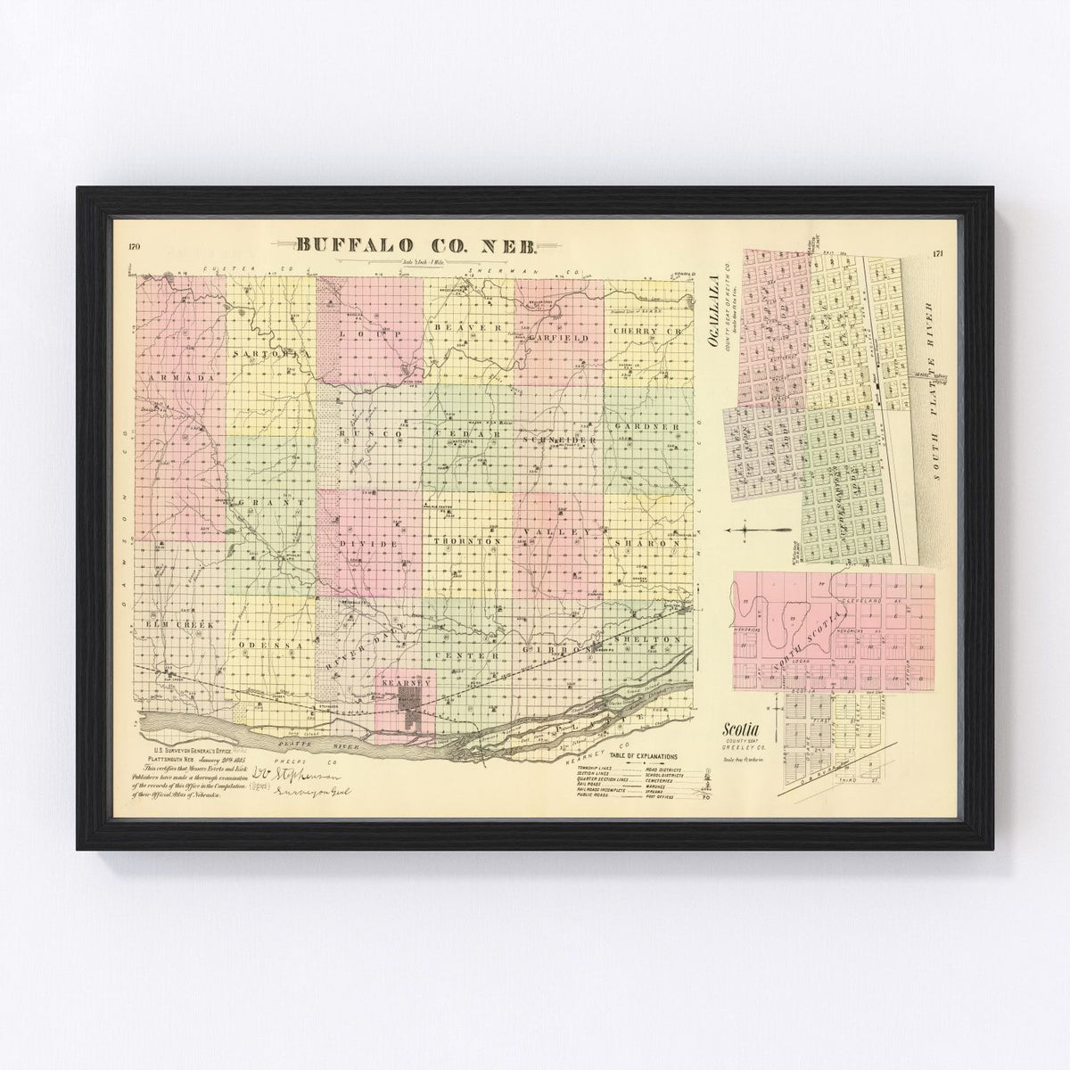 Buffalo County Vintage Map 1885