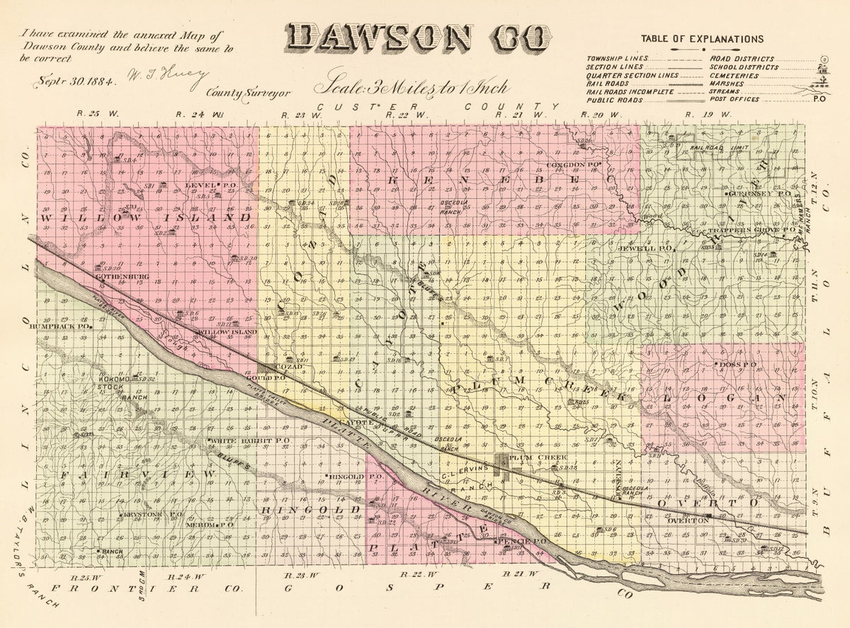 Preview of Vintage Map of Dawson County, Nebraska 1885
