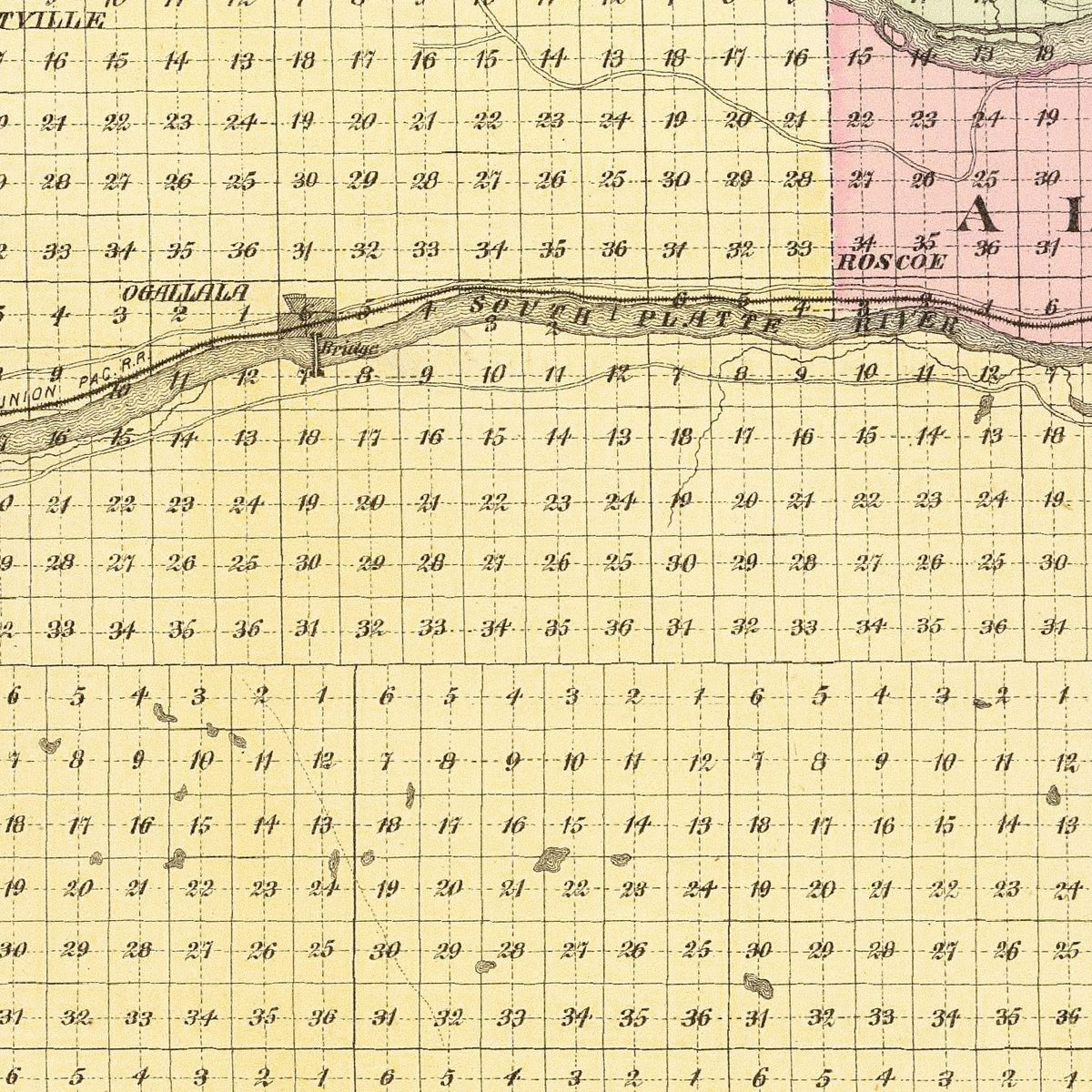 Restored historic details from the 1885 county map of Keith County, Nebraska