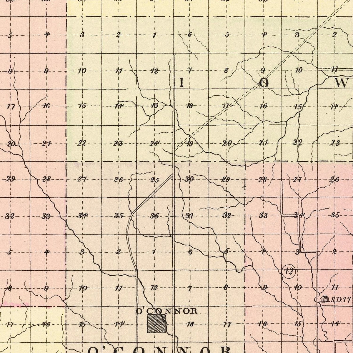 Restored historic details from the 1885 county map of Greeley County, Nebraska
