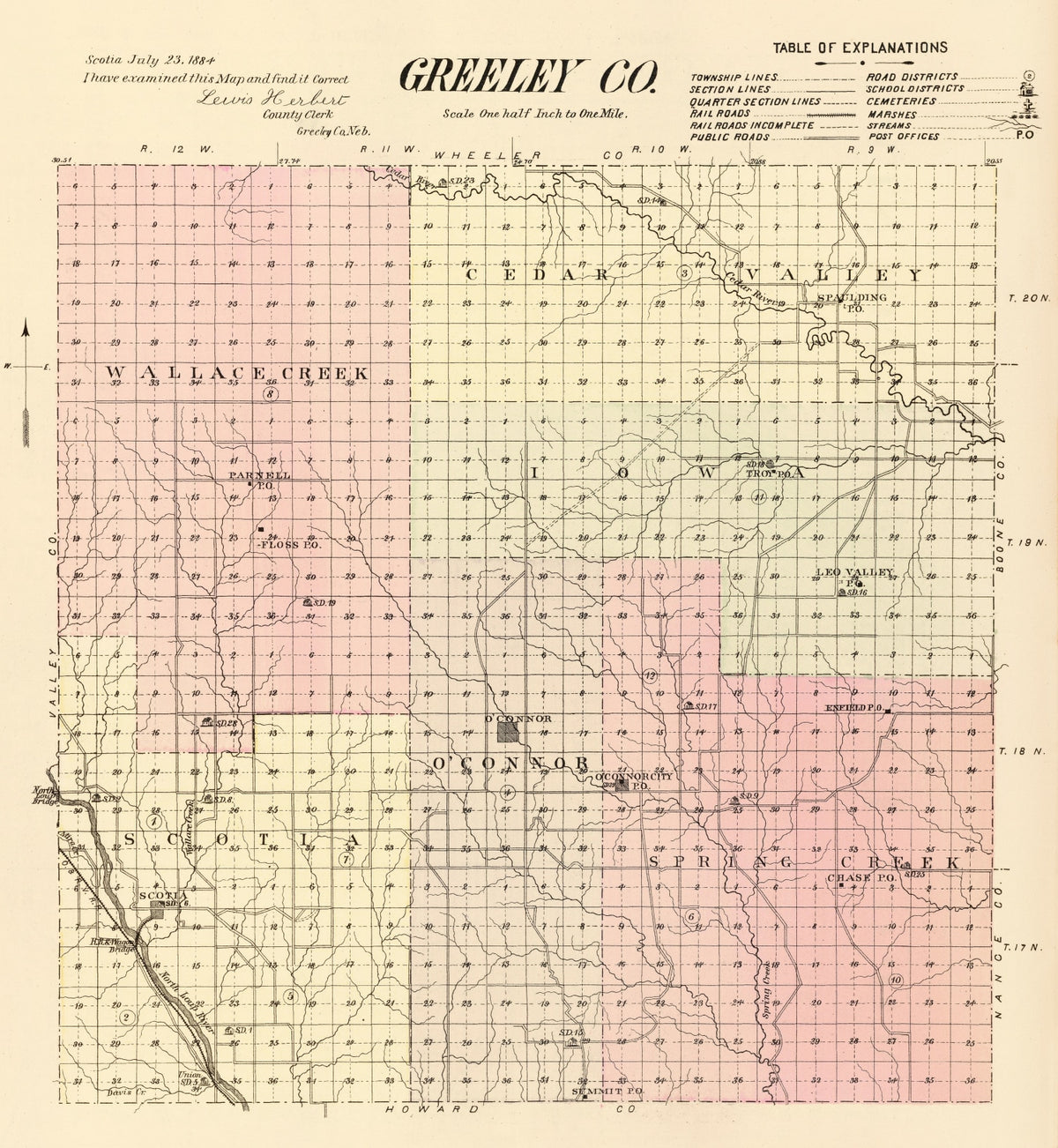Preview of Vintage Map of Greeley County, Nebraska 1885