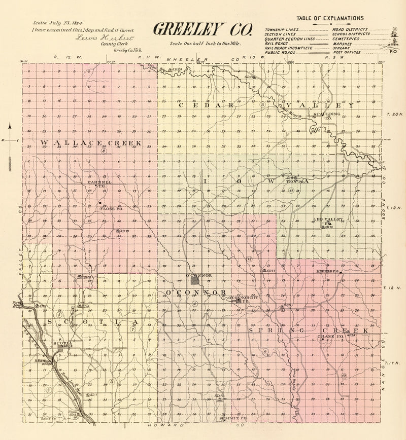 Size comparison using Vintage Map of Greeley County, Nebraska 1885