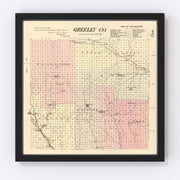 Greeley County Vintage Map 1885