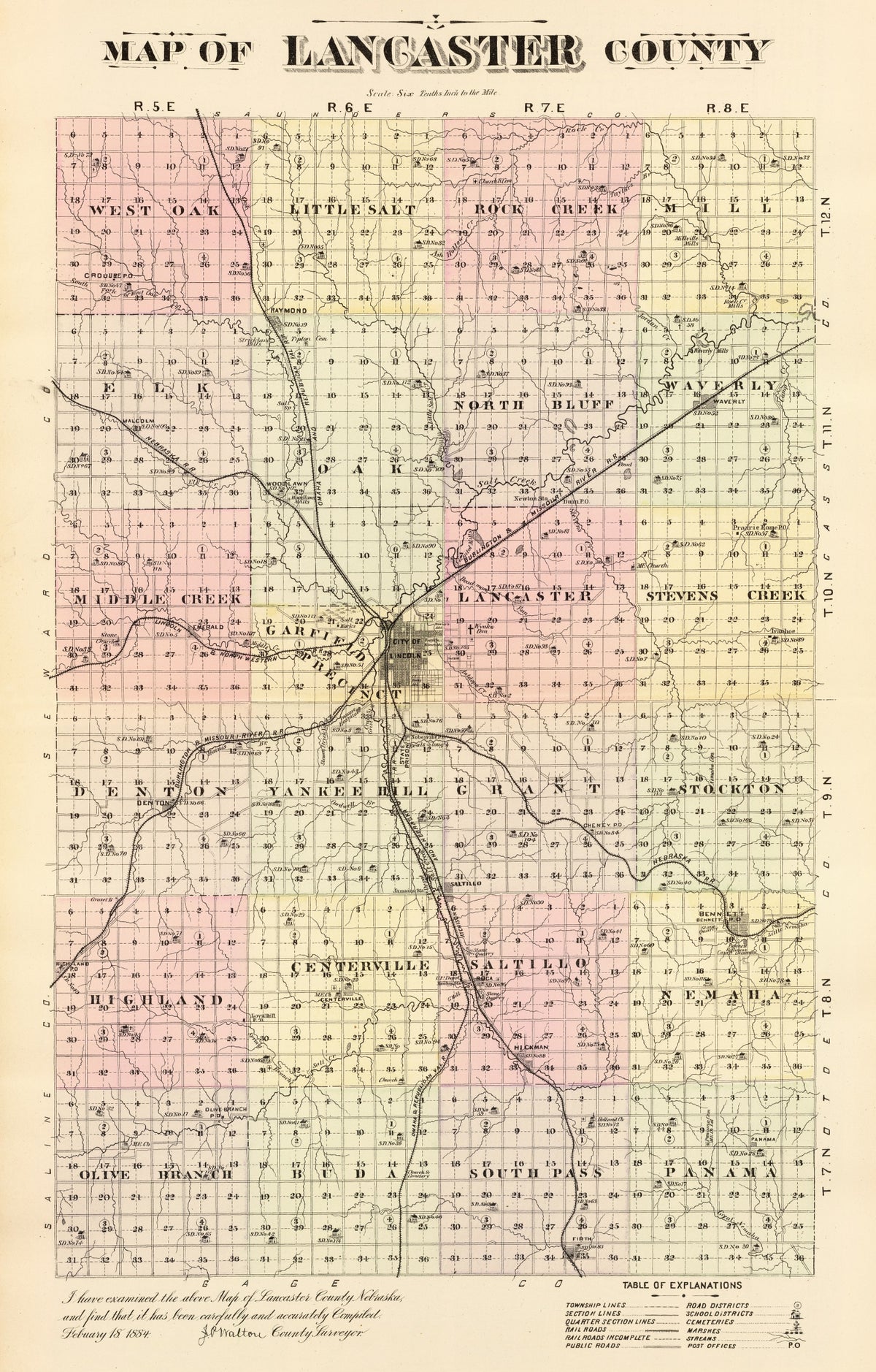 Preview of Vintage Map of Lancaster County, Nebraska 1885