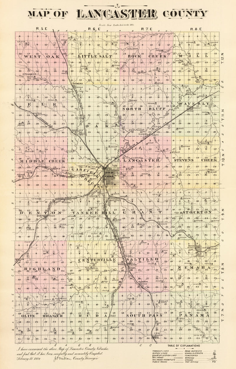 Size comparison using Vintage Map of Lancaster County, Nebraska 1885