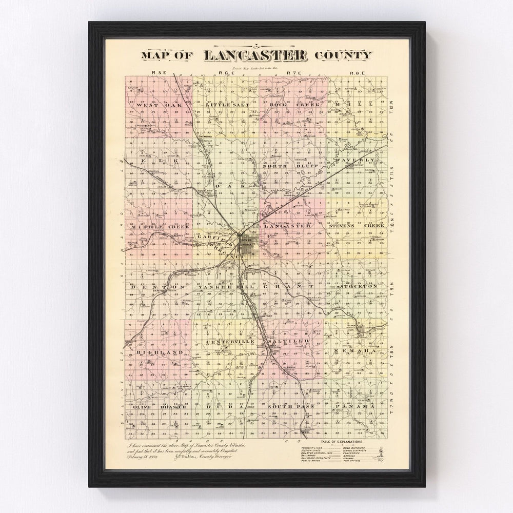 Lancaster County Vintage Map 1885