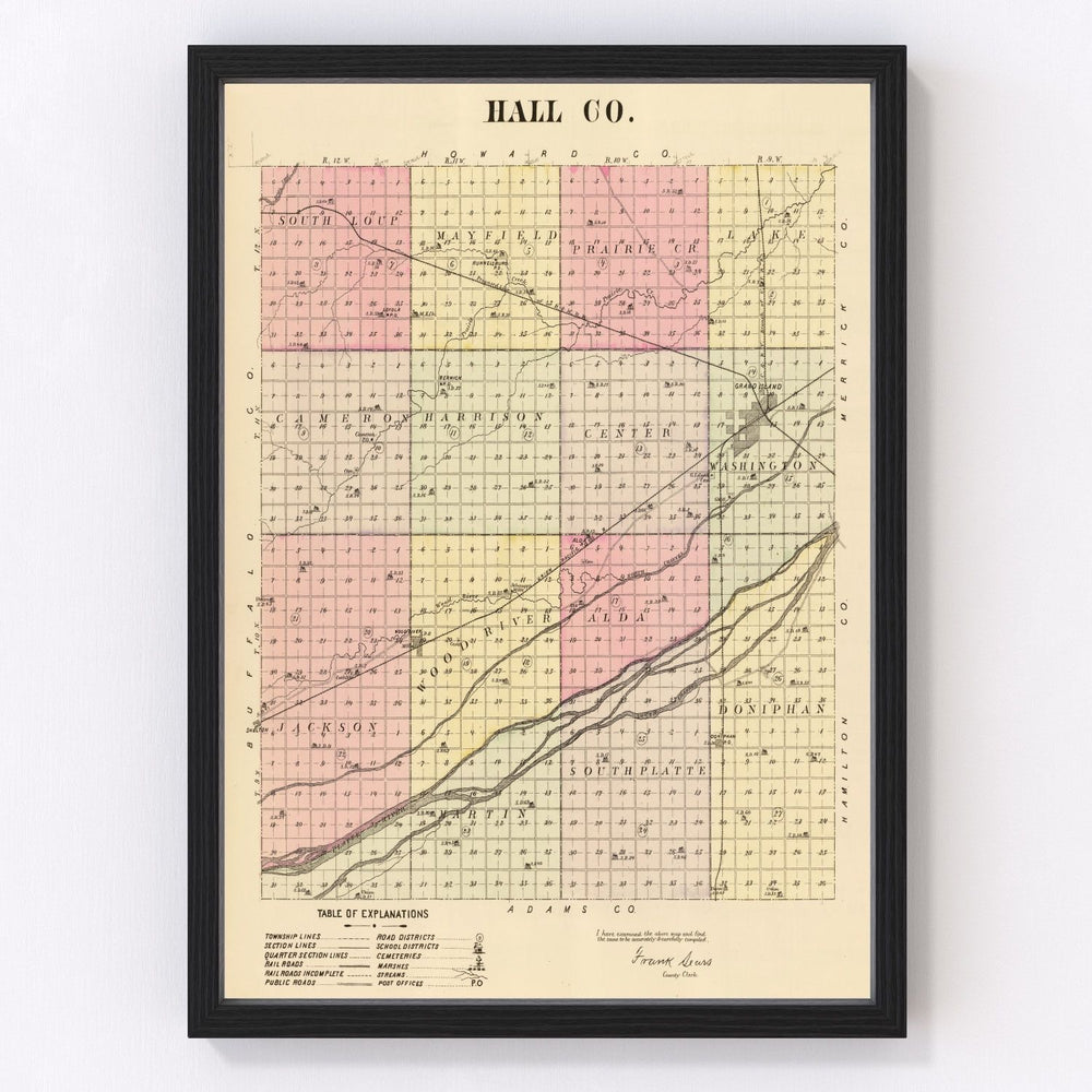 Hall County Vintage Map 1885