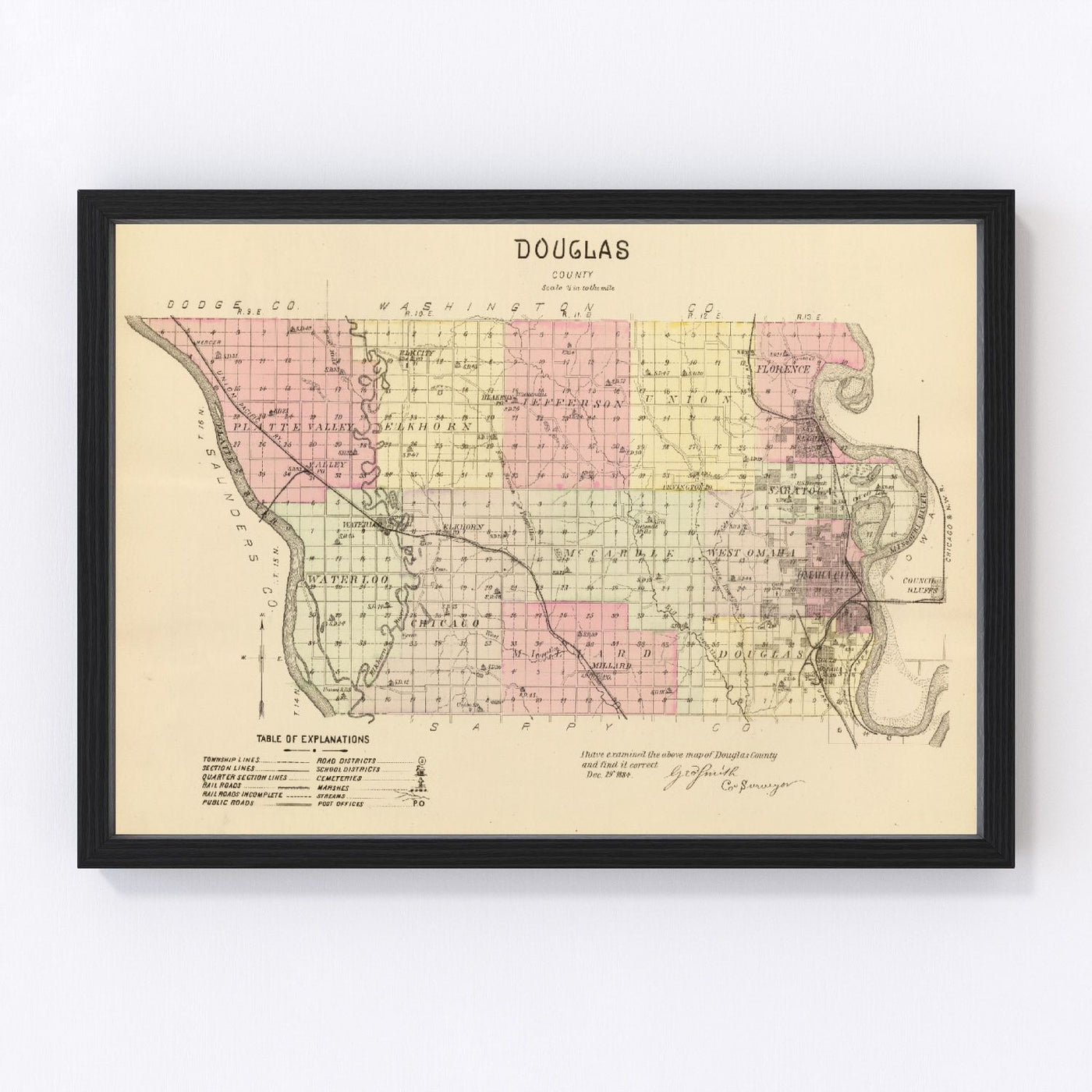 Douglas County Vintage Map 1885