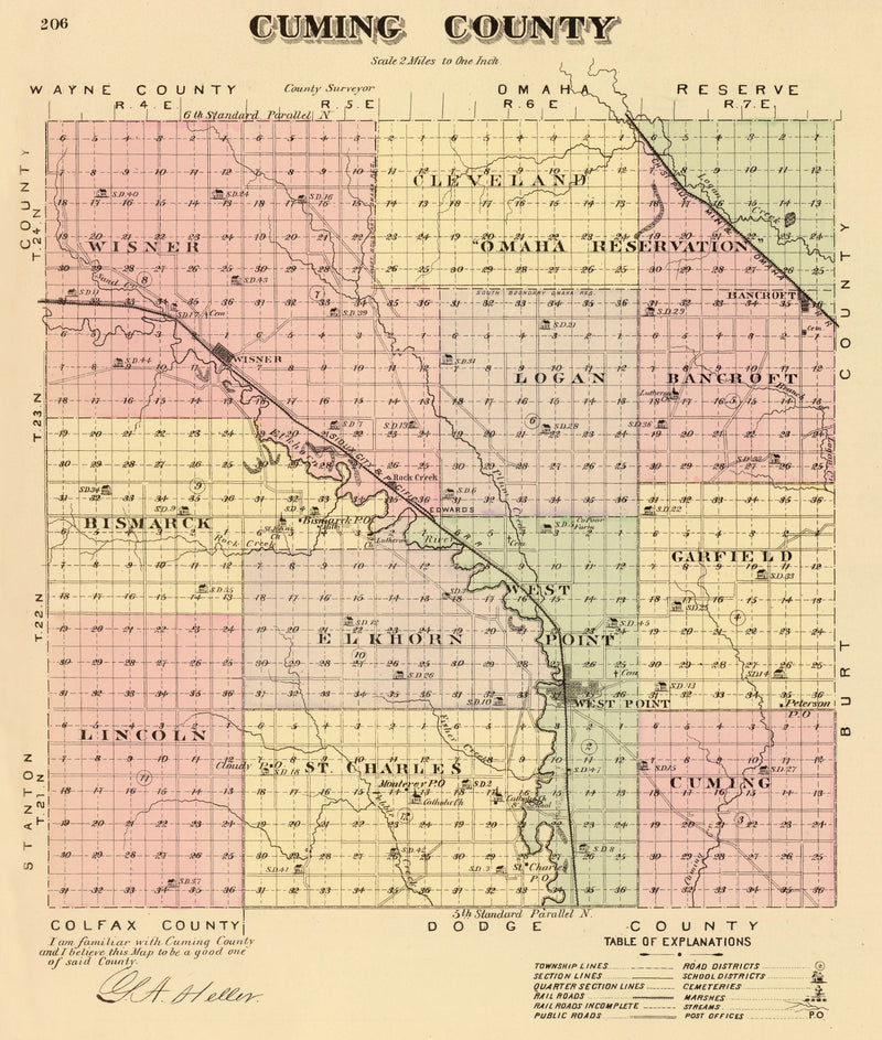 Size comparison using Vintage Map of Cuming County, Nebraska 1885
