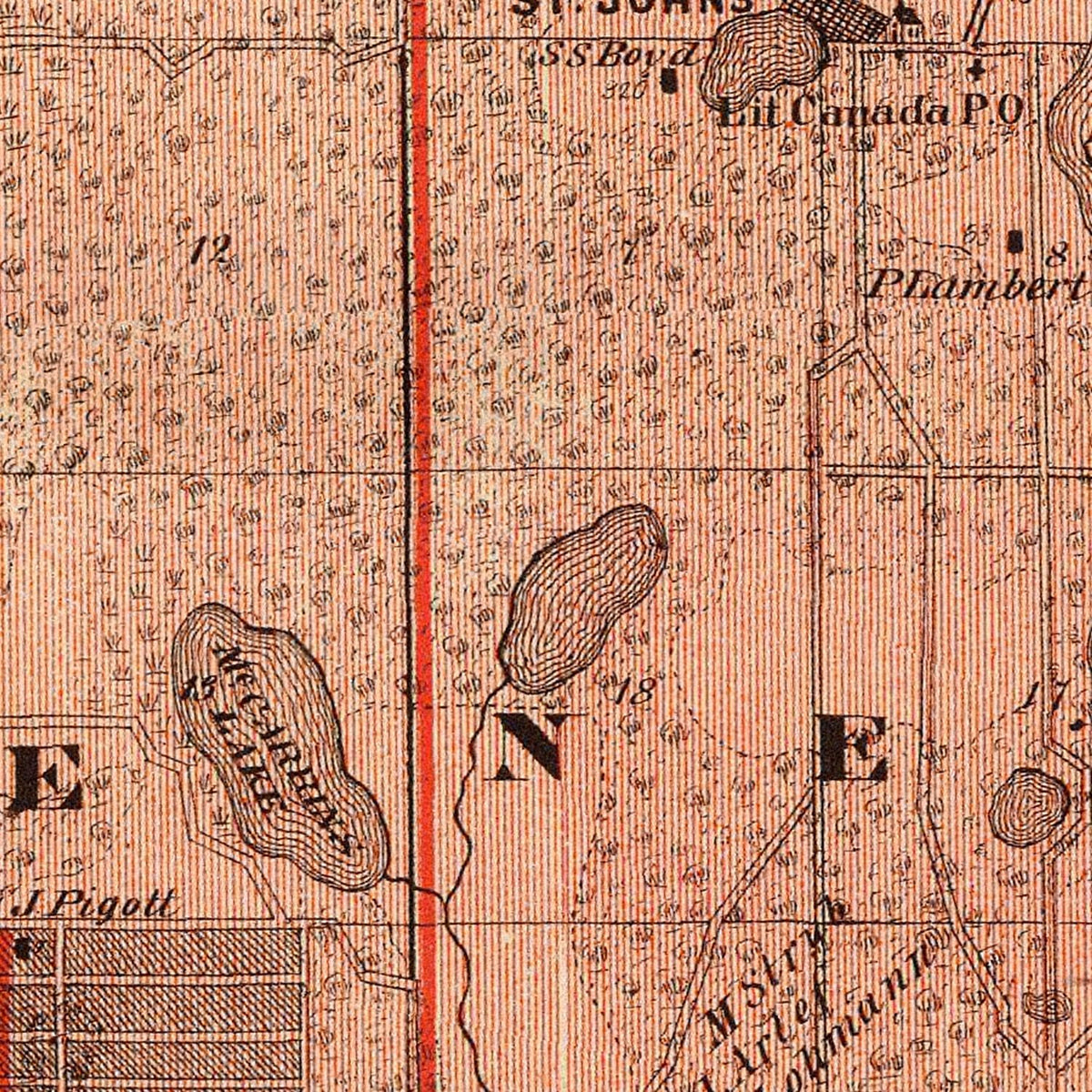 Restored historic details from the 1874 county map of Ramsey County, Minnesota