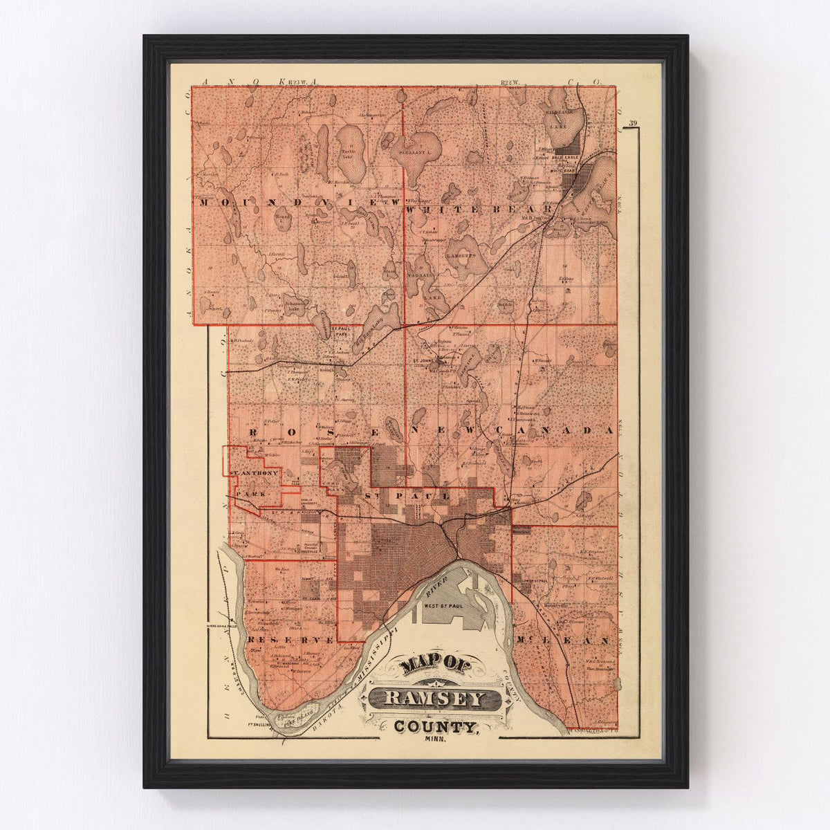 Ramsey County Vintage Map 1874