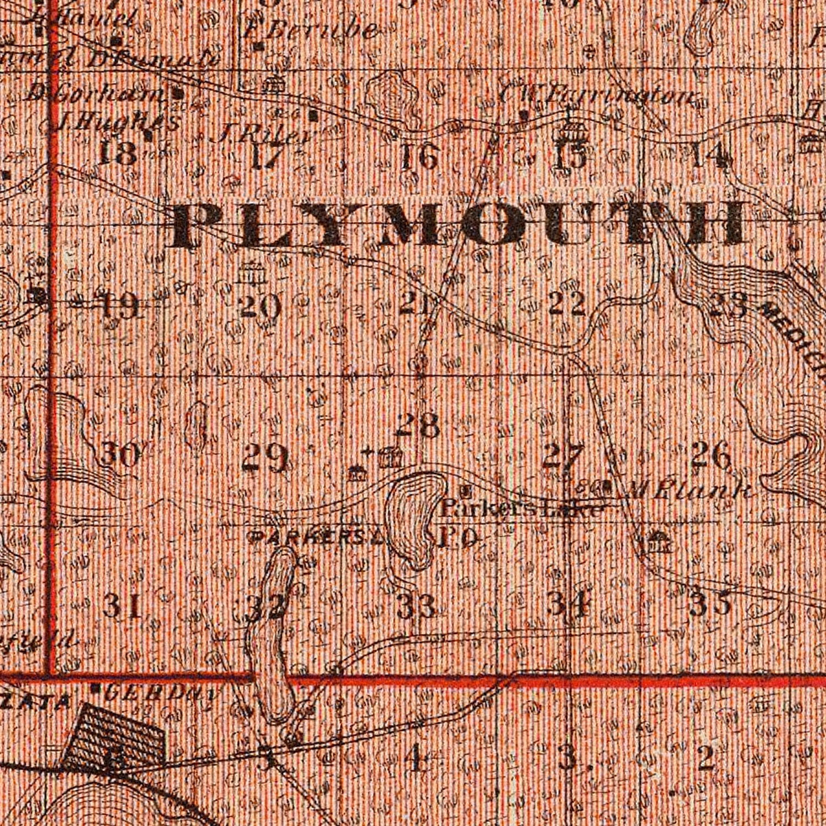 Restored historic details from the 1874 county map of Hennepin County, Minnesota