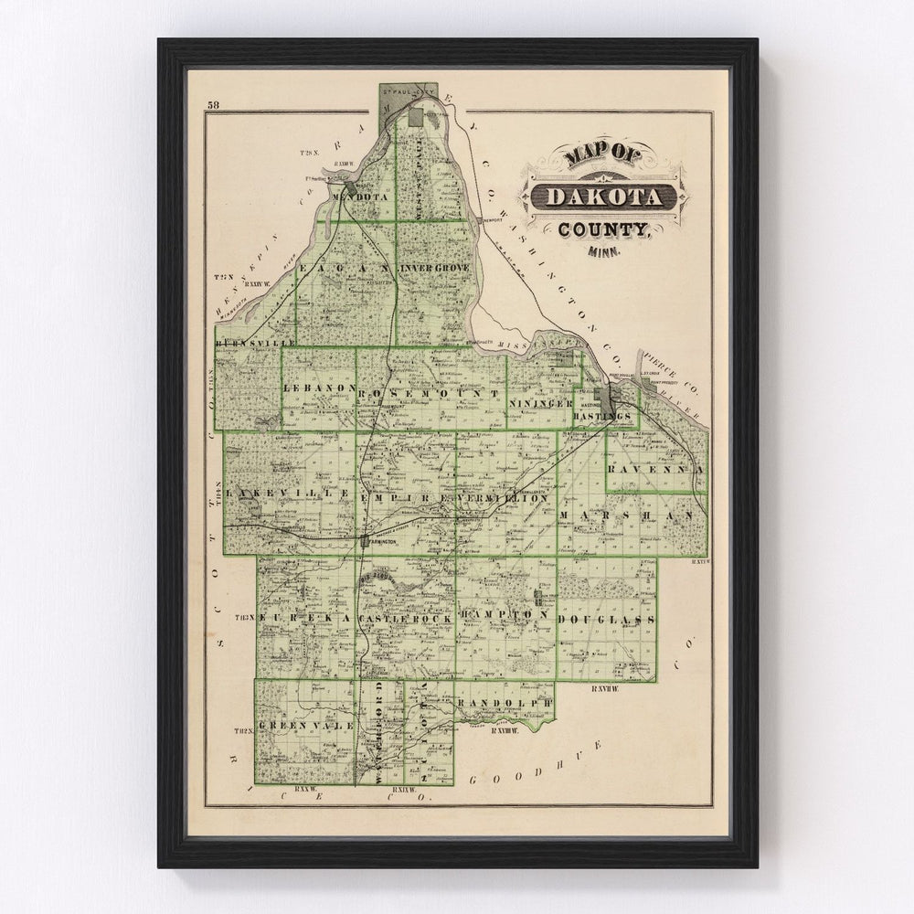 Dakota County Vintage Map 1874