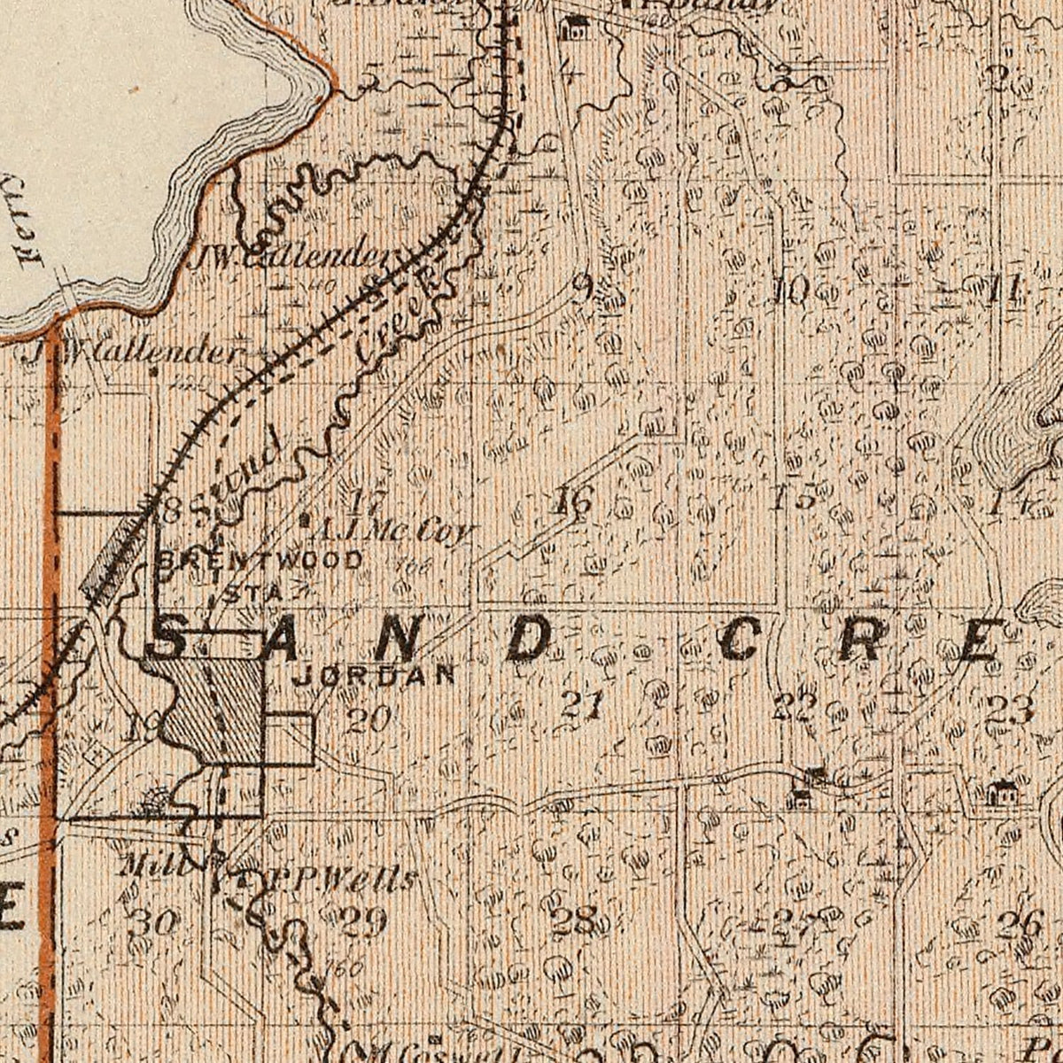 Restored historic details from the 1874 county map of Scott County, Minnesota