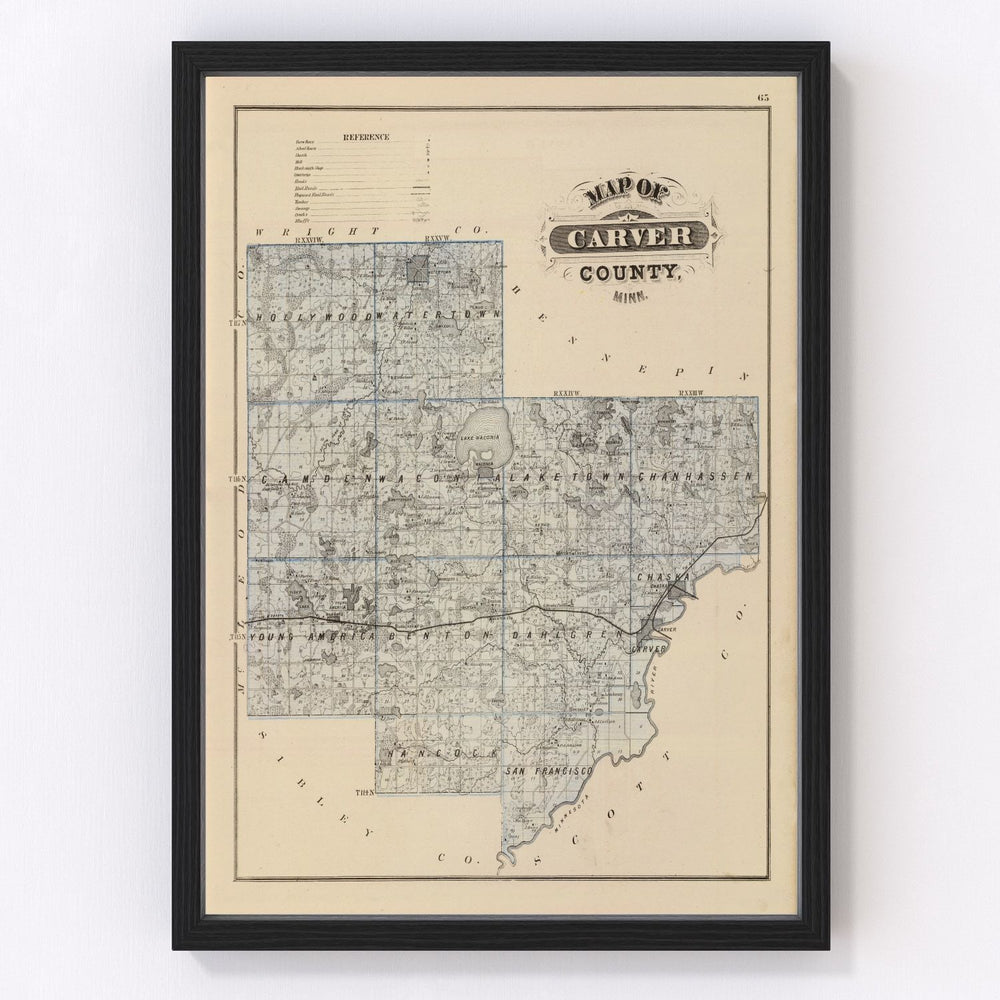 Carver County Vintage Map 1874