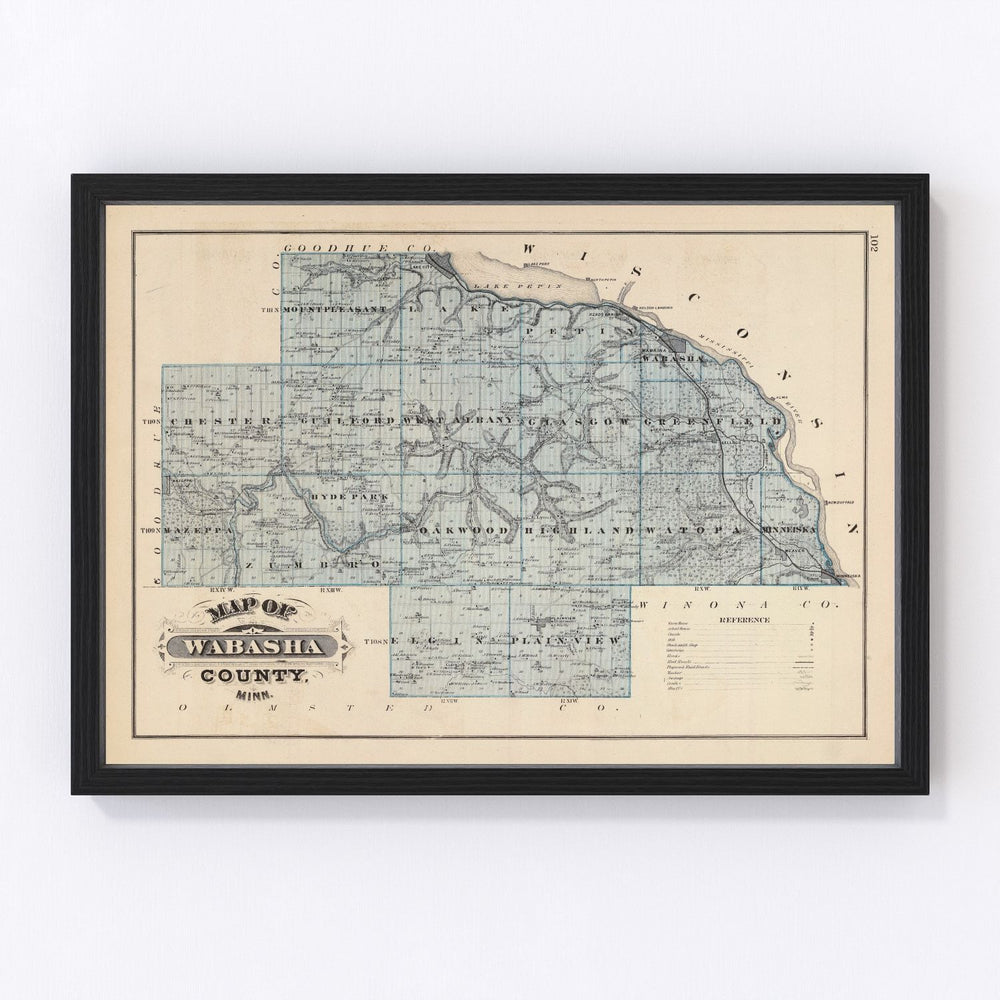 Wabasha County Vintage Map 1874