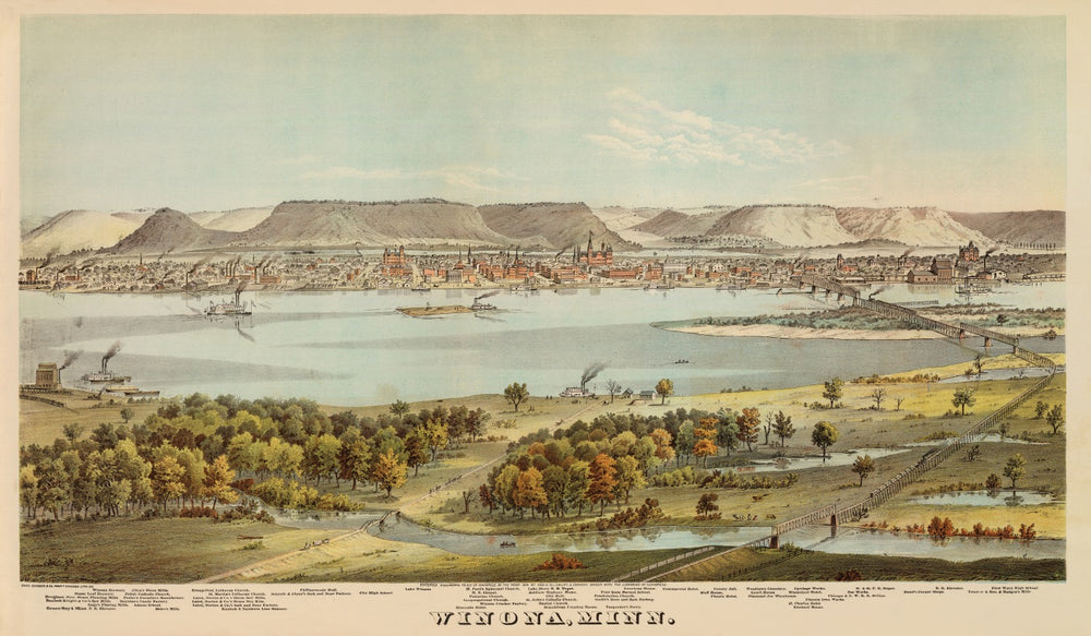 Vintage Map of Winona County, Minnesota 1874 print style example